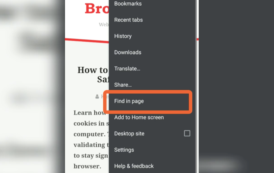 Find in Page Chrome Android