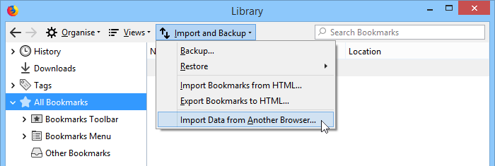 Firefox Import Data from Another Browser