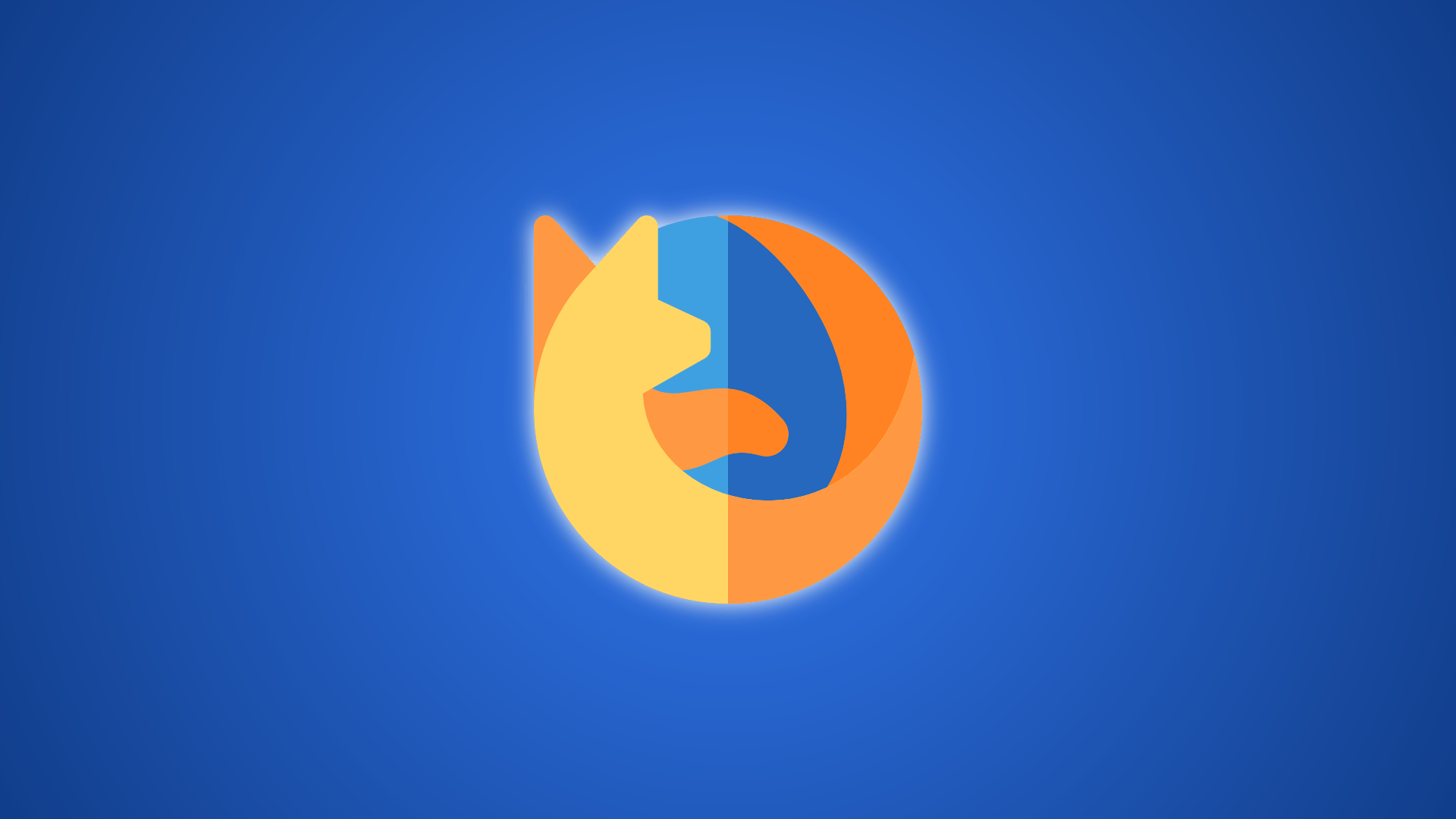 Firefox Logo with Dark Blue Gradient Background