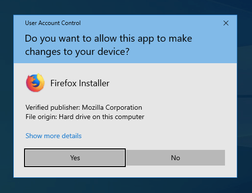 Firefox Installer Admin Authorization