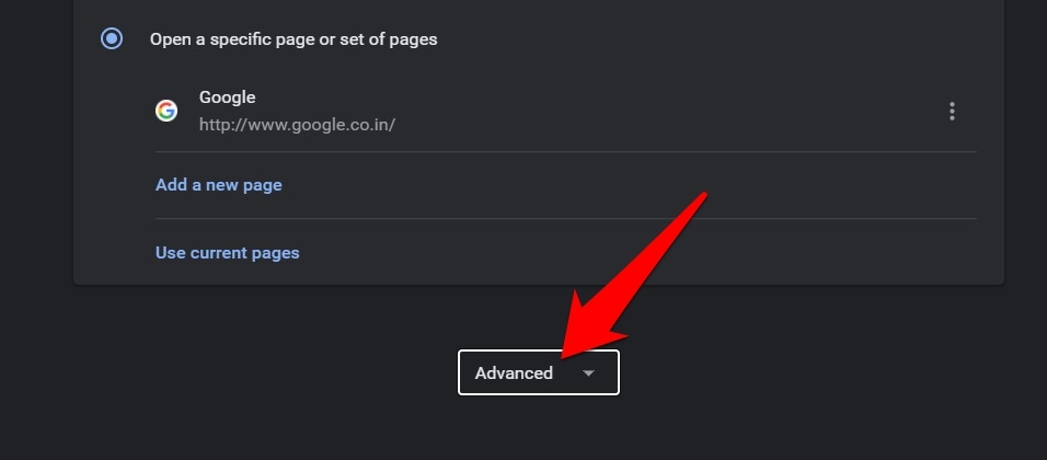 Google Chrome Advanced Settings hidden option