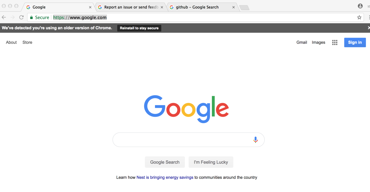 Google Chrome Browser on MacOS with google.com