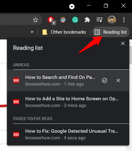 Google Chrome Reading List feature