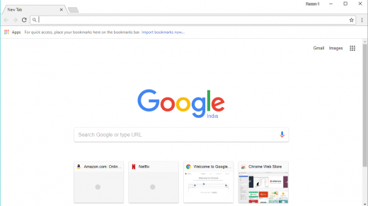 Google Chrome for Windows with google homepage