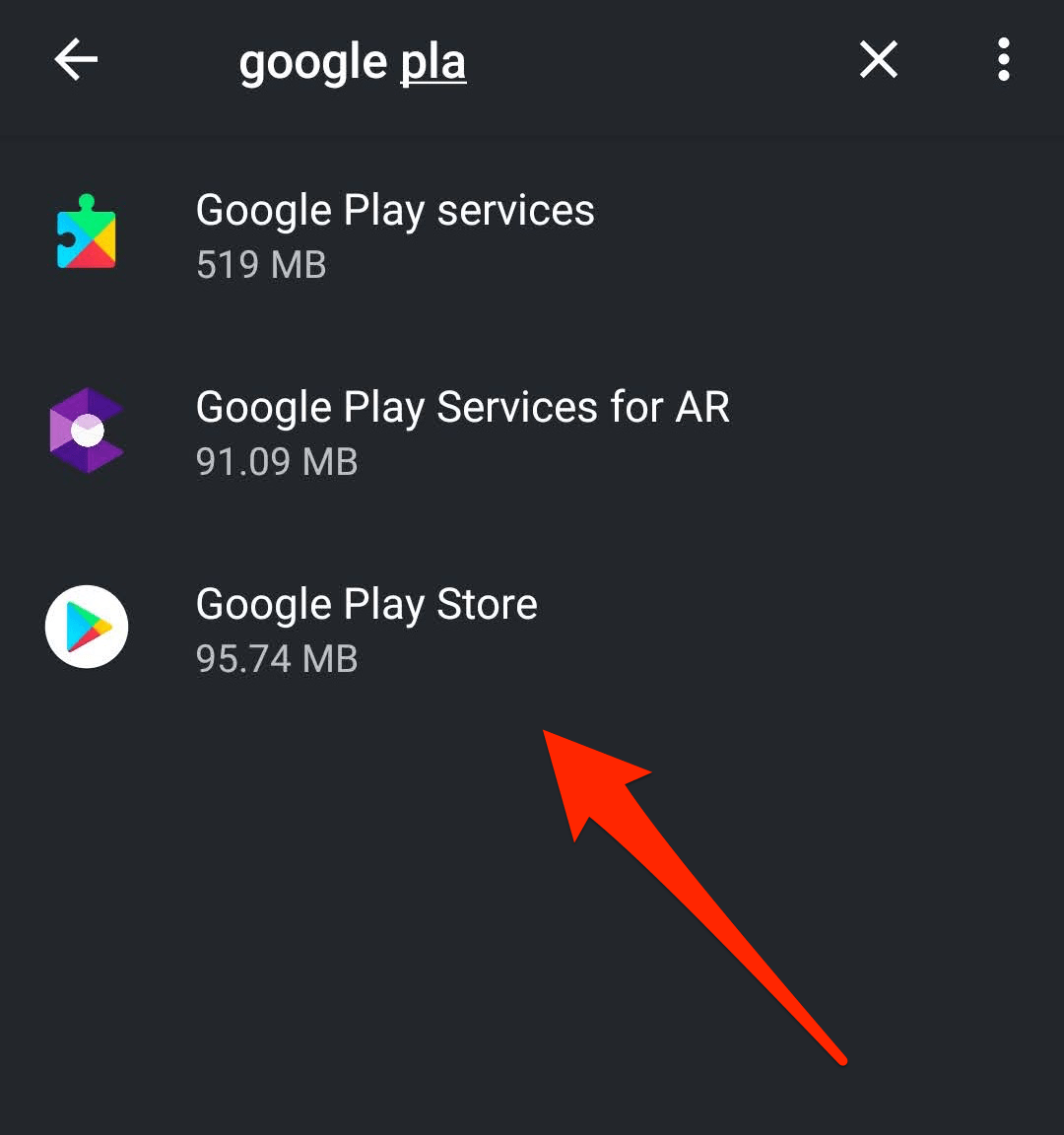 Android Uygulamaları Ayarları sayfasında Google Play Arama