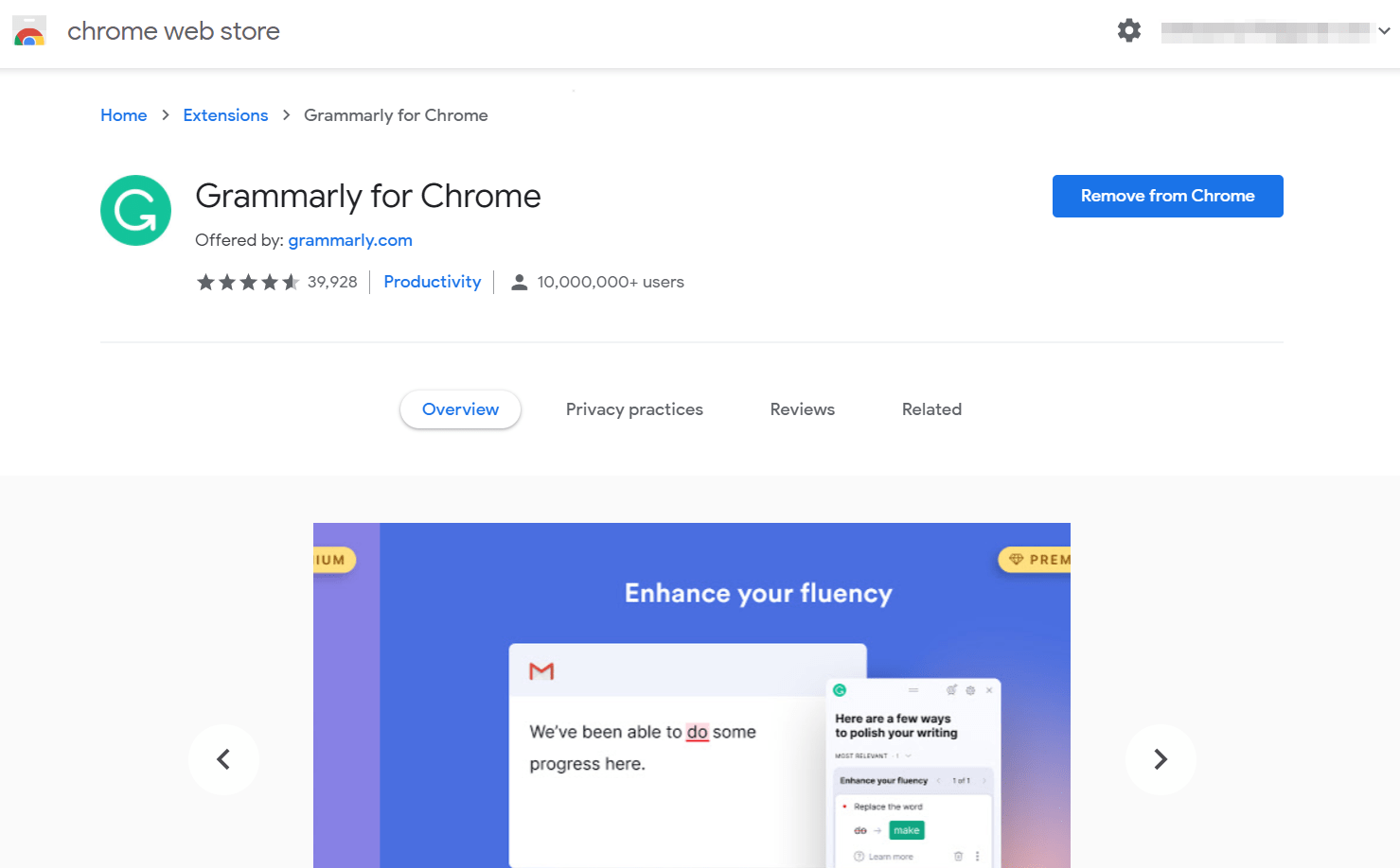 Grammarly for Chrome Extension