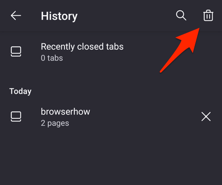 History Trash icon in Firefox for Android