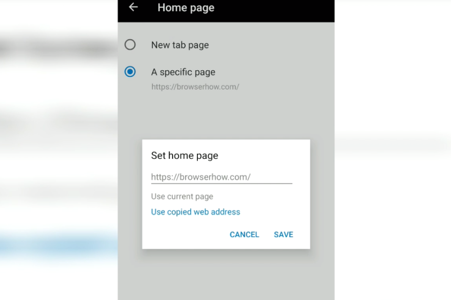Homepage Icon URL in Edge Android