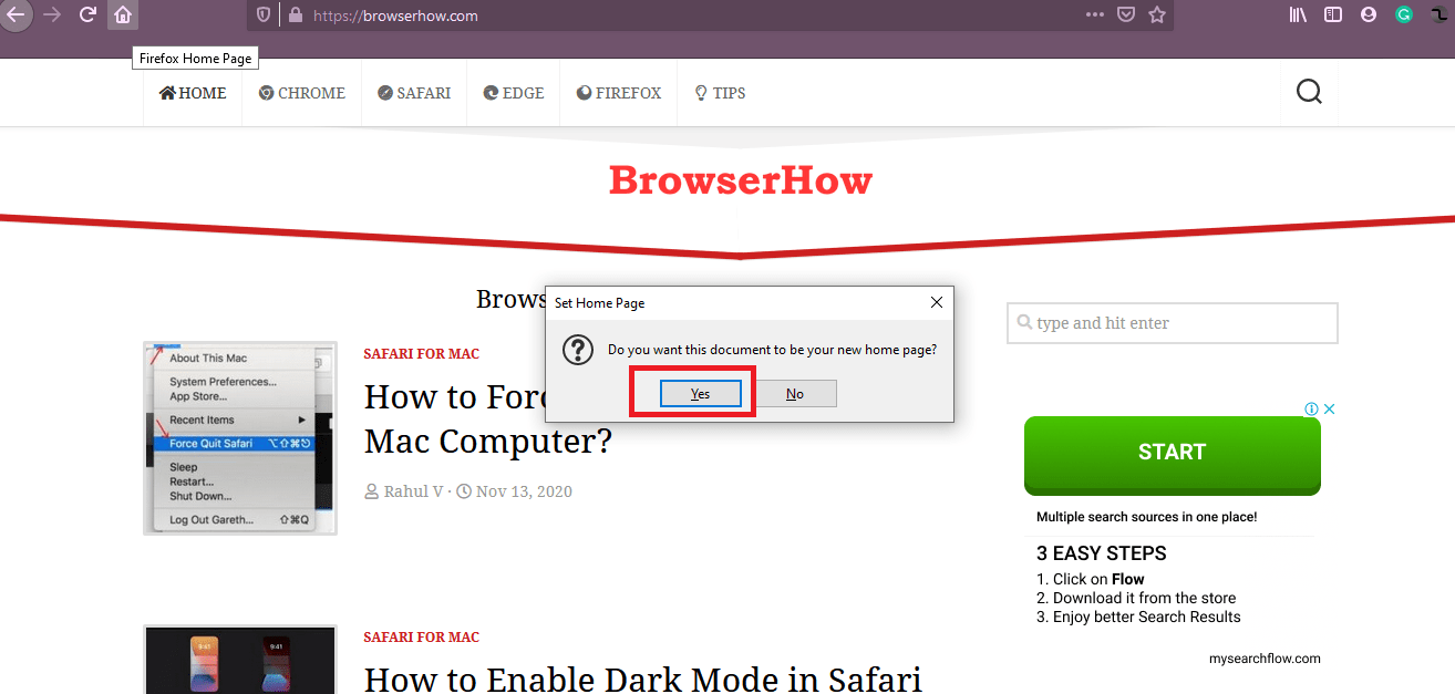 How to chanage firfox homepage using lock icon-2