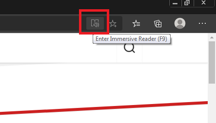 Immersive Reader icon in URL Bar on Microsoft Edge