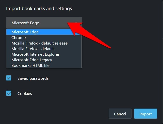 Import Bookmarks and Settings from Microsoft Edge in Opera Browser