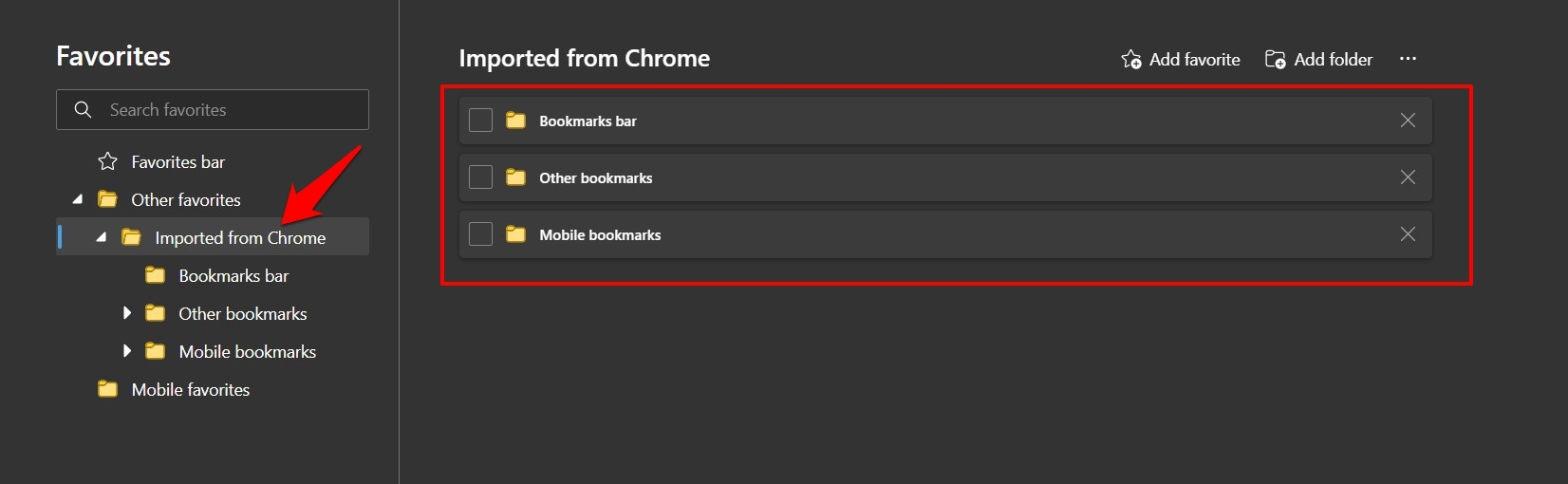 Imported from Chrome Bookmarks folder in Edge browser
