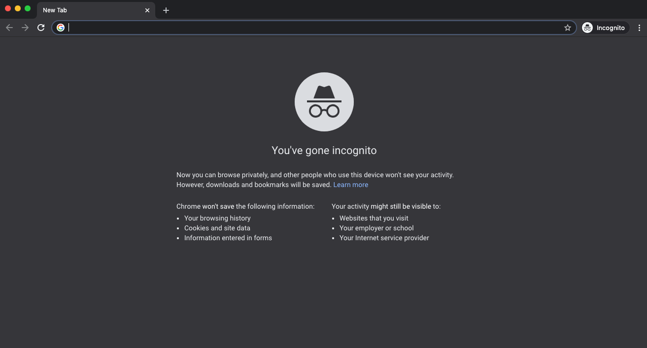 Incognito Browsing in Google Chrome browser