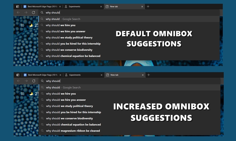 Increased Omnibox suggestions on edge chromium