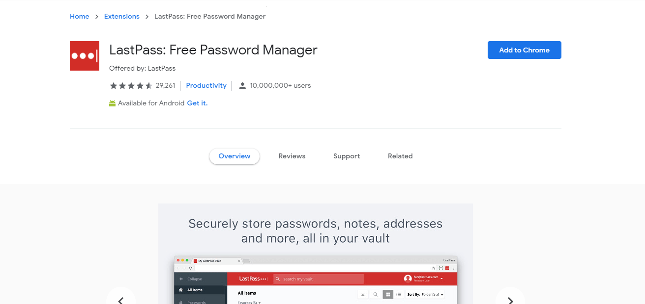 LastPass Free Password Manager Chrome Extensions