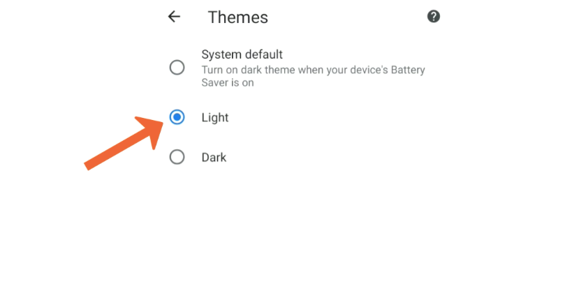 Настройка световой темы в Chrome Android