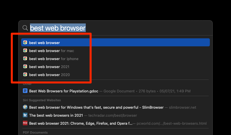 Mac Spotlight Search Result Open in Chrome