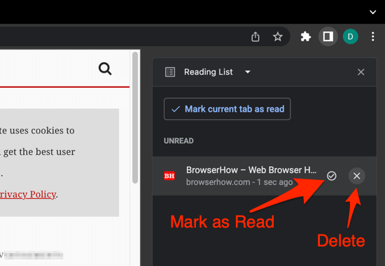 Manage the Reading List on Chrome for Computer