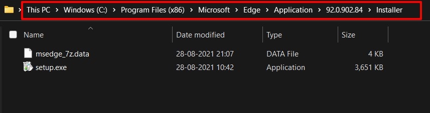Microsoft Edge Installer Location under Windows Program Files