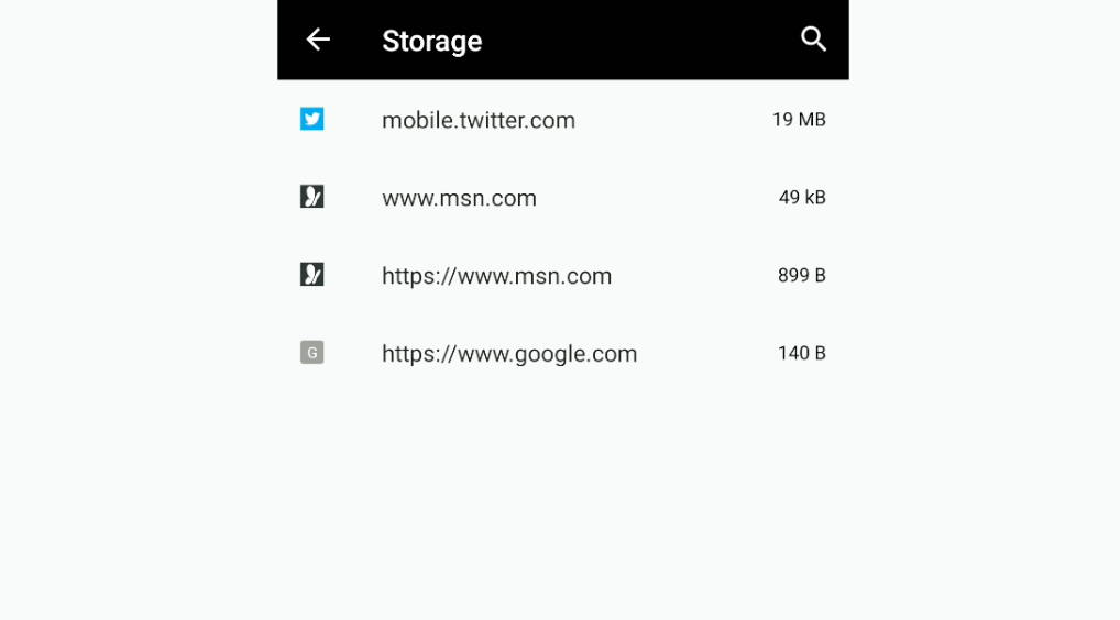 Microsoft Edge Android Site Storage