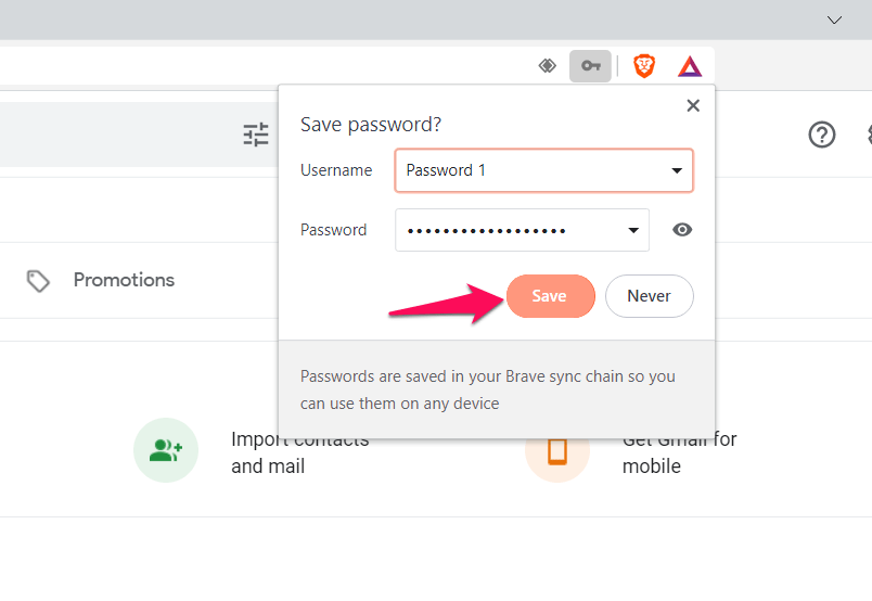 Modify username field before saving password in Brave