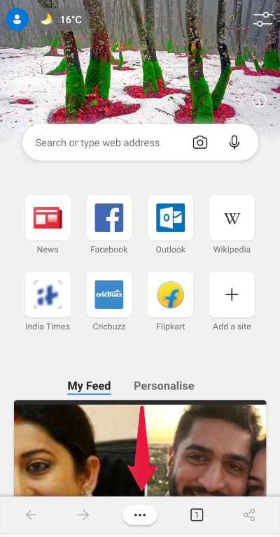 Tombol menu lainnya di Edge untuk Android