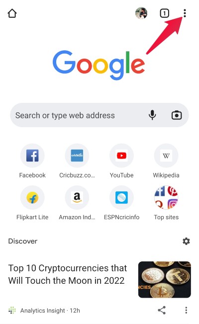 Opsi menu lainnya di Chrome untuk Android