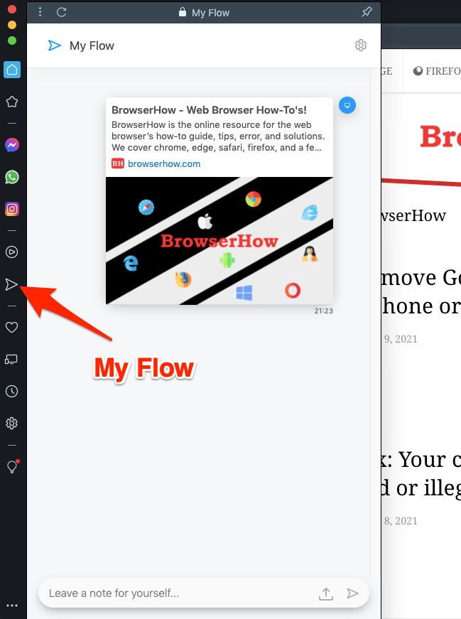 My Flow panel in Opera Browser on Computer