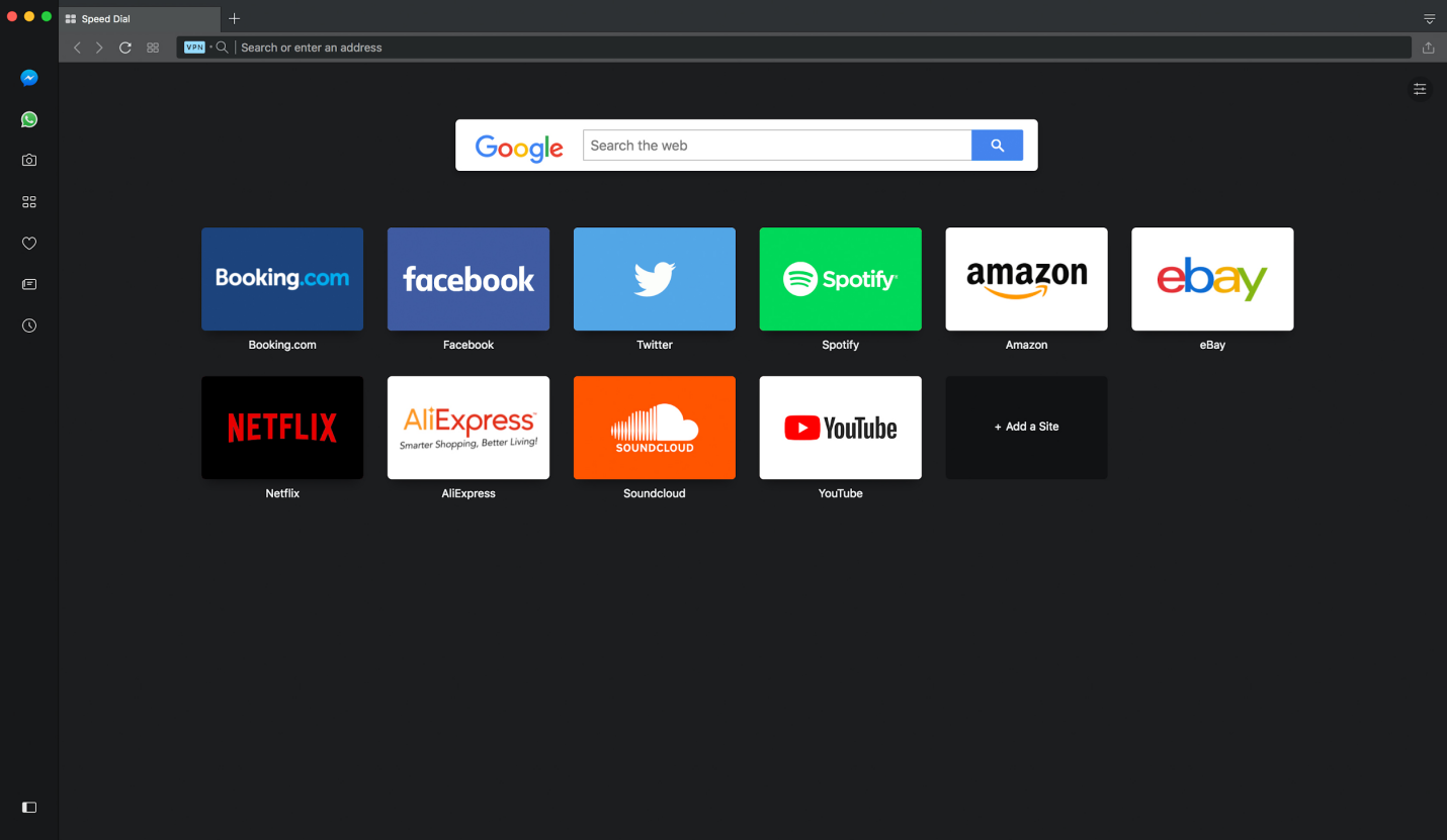 Opera Browser on Mac with homepage