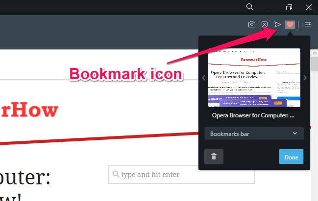 Opera Create a Bookmark for Site