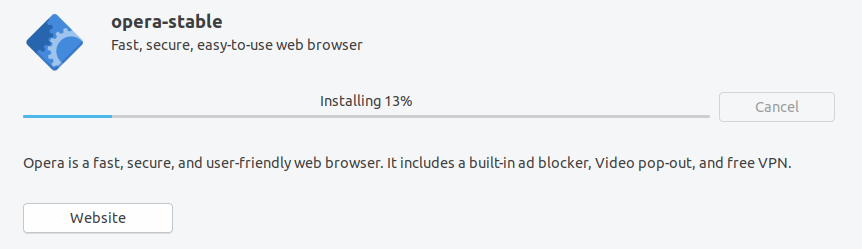 Opera installation progress bar in Linux