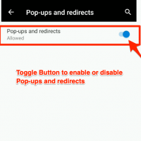Pop-ups and redirects option in Edge Android