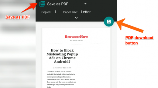Print and Save as PDF in Edge Android