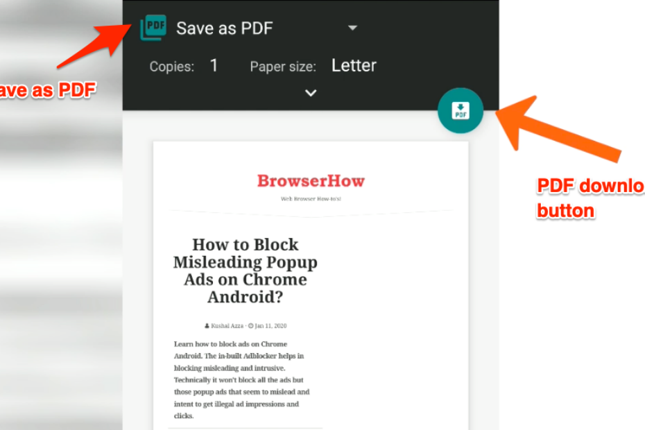 Print and Save as PDF in Edge Android