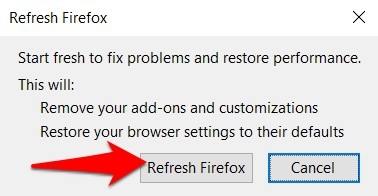 Refresh Firefox command button
