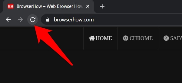 Reload Webpage in Browser with refresh icon