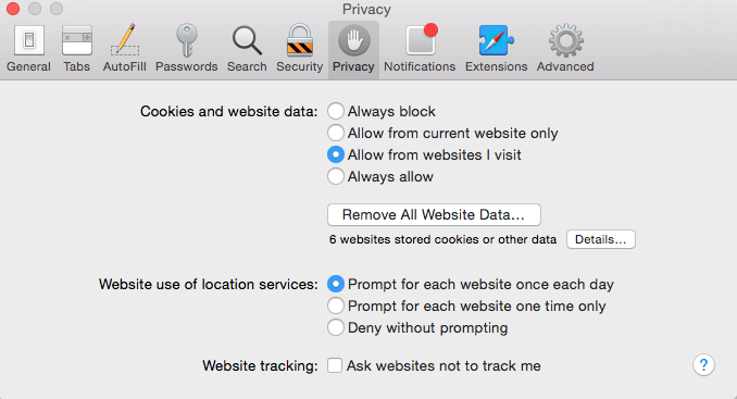 Remove All Website Data from Safari Browser