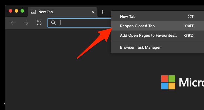 Reopen Closed Tab in Tabs Bar in Edge Computer