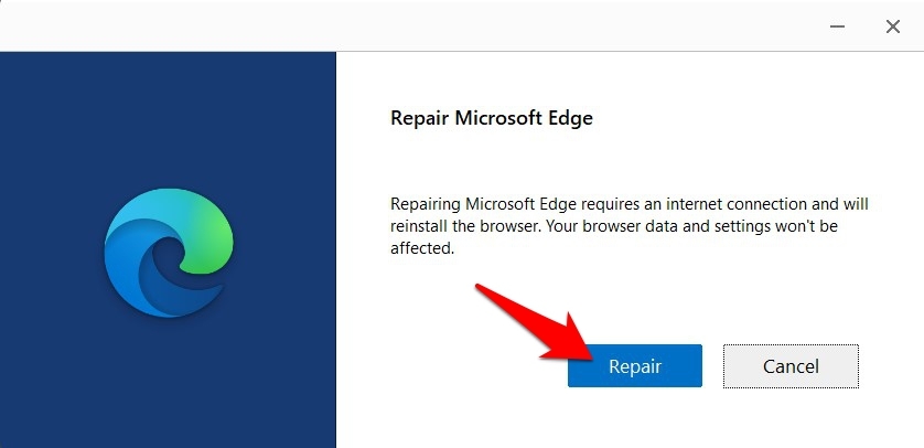 Repair Microsoft Edge Chromium browser