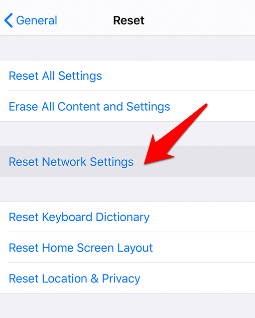 Reset Network Settings in Safari iOS