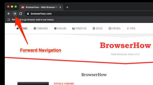 Rightward Arrow icon for Forward navigation in Chrome Computer