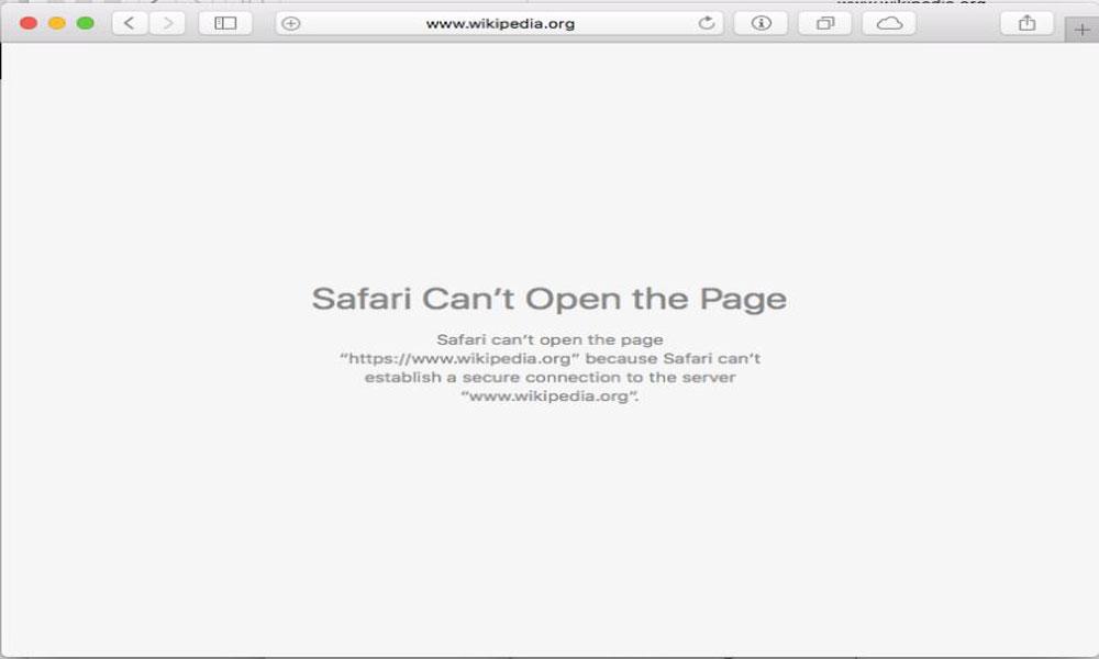 Safari: ошибка открытия страницы в браузере Safari