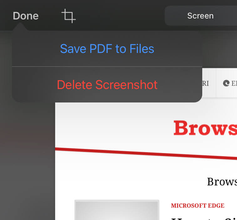 Save PDF to Files option in iPhone Markup and Editor