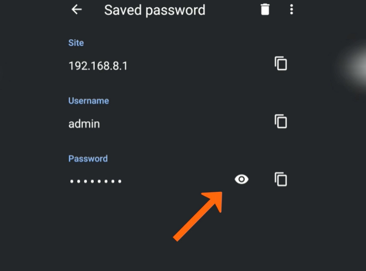 Saved password chrome android view icon
