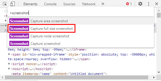 Screenshots command in Chrome Developer Console