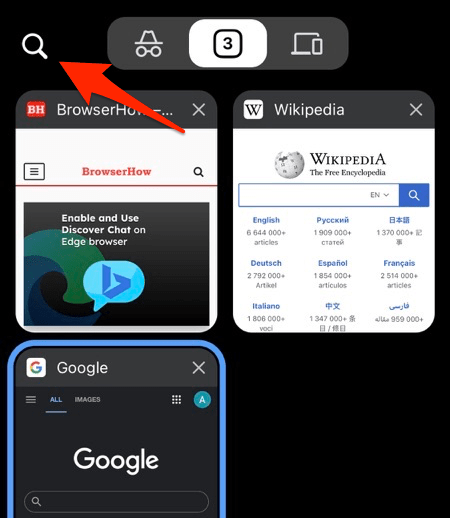Search Tabs option in Chrome for iPhone