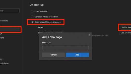 Set a Page as Homepage in Edge browser on Computer