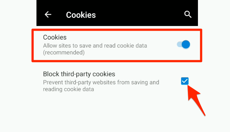 Setting browser cookies in Edge Android