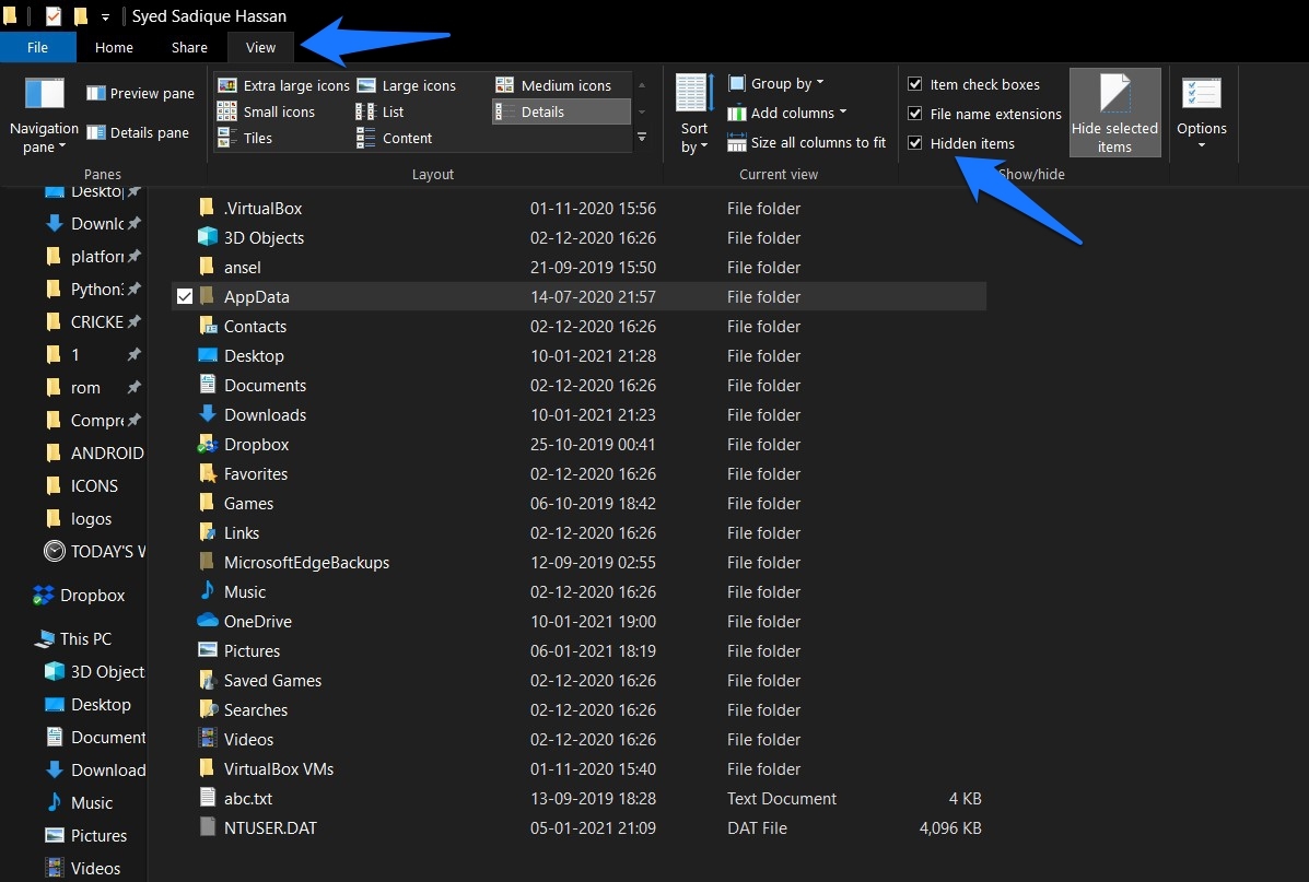 Show Hidden Files in Windows OS