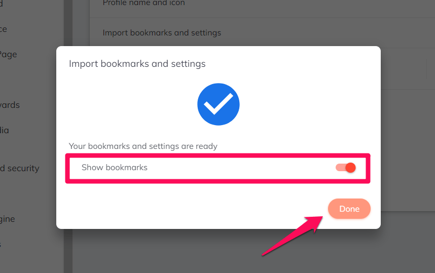 Show Imported Bookmarks on Brave browser